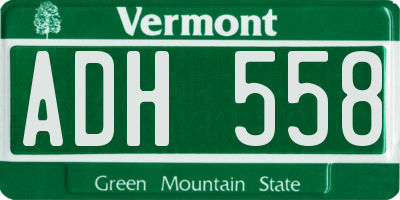 VT license plate ADH558