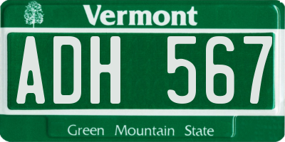 VT license plate ADH567