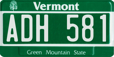 VT license plate ADH581
