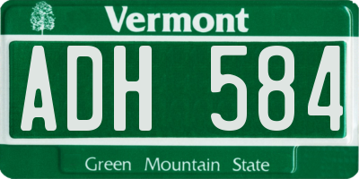 VT license plate ADH584