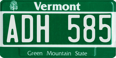 VT license plate ADH585