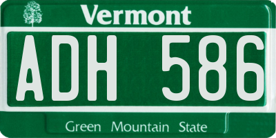 VT license plate ADH586