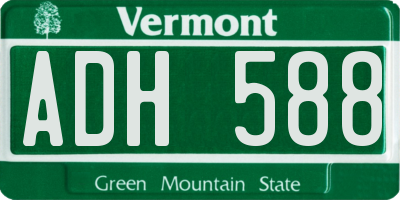 VT license plate ADH588