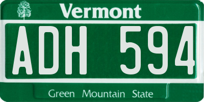 VT license plate ADH594