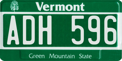 VT license plate ADH596