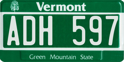 VT license plate ADH597