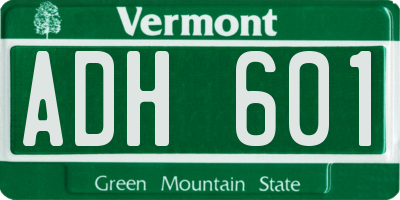 VT license plate ADH601
