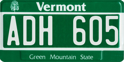 VT license plate ADH605