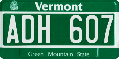 VT license plate ADH607