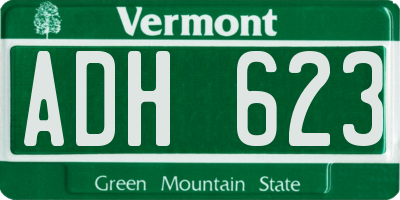 VT license plate ADH623