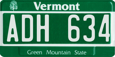 VT license plate ADH634