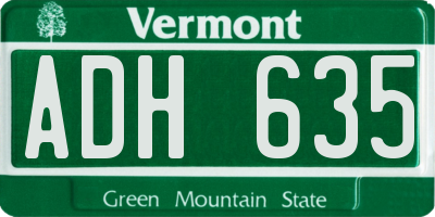 VT license plate ADH635