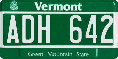 VT license plate ADH642