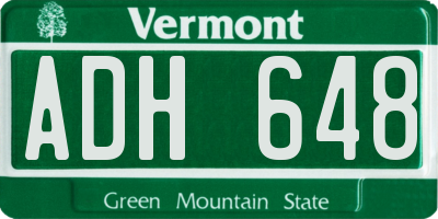 VT license plate ADH648