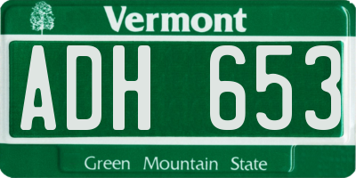 VT license plate ADH653