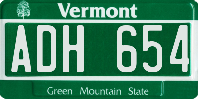 VT license plate ADH654