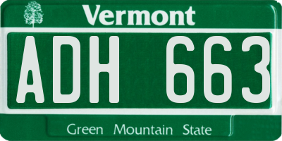VT license plate ADH663