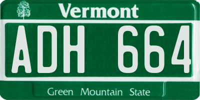 VT license plate ADH664