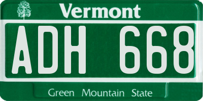 VT license plate ADH668