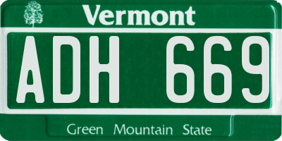 VT license plate ADH669