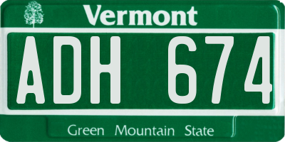 VT license plate ADH674
