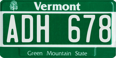 VT license plate ADH678