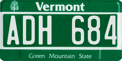 VT license plate ADH684