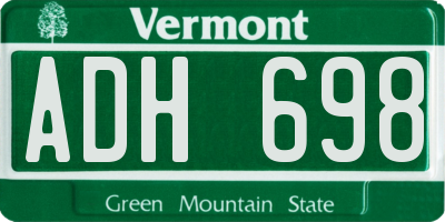 VT license plate ADH698