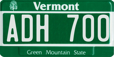VT license plate ADH700