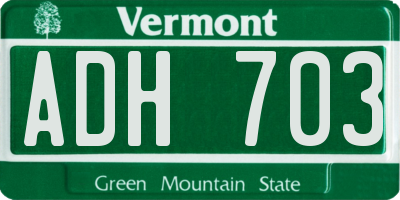 VT license plate ADH703