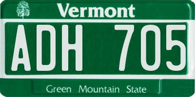 VT license plate ADH705