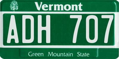 VT license plate ADH707