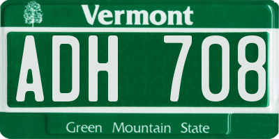 VT license plate ADH708