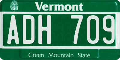 VT license plate ADH709