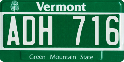 VT license plate ADH716