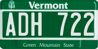 VT license plate ADH722