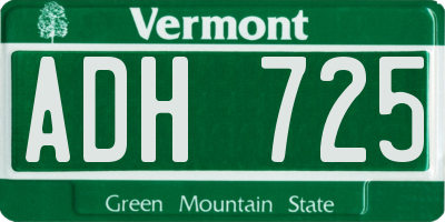 VT license plate ADH725