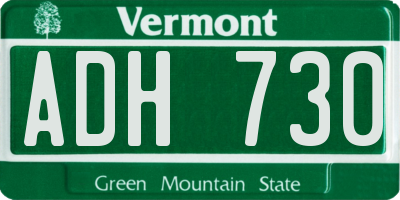 VT license plate ADH730