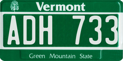 VT license plate ADH733