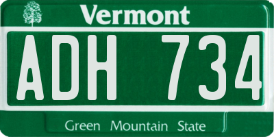 VT license plate ADH734