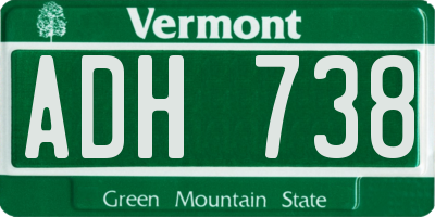 VT license plate ADH738