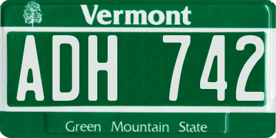 VT license plate ADH742