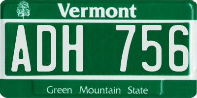 VT license plate ADH756