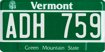 VT license plate ADH759