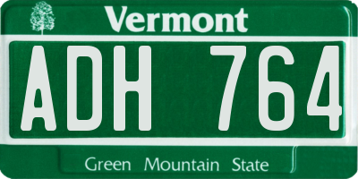 VT license plate ADH764