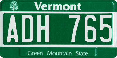 VT license plate ADH765