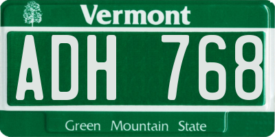 VT license plate ADH768