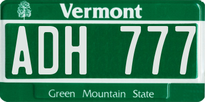 VT license plate ADH777
