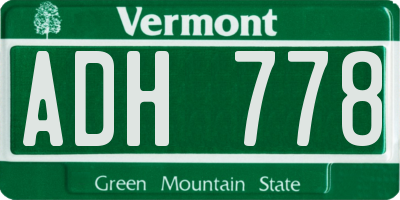 VT license plate ADH778