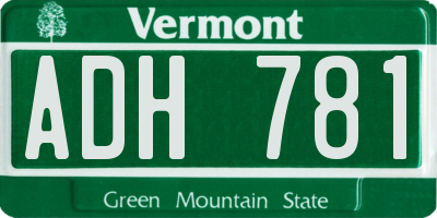 VT license plate ADH781